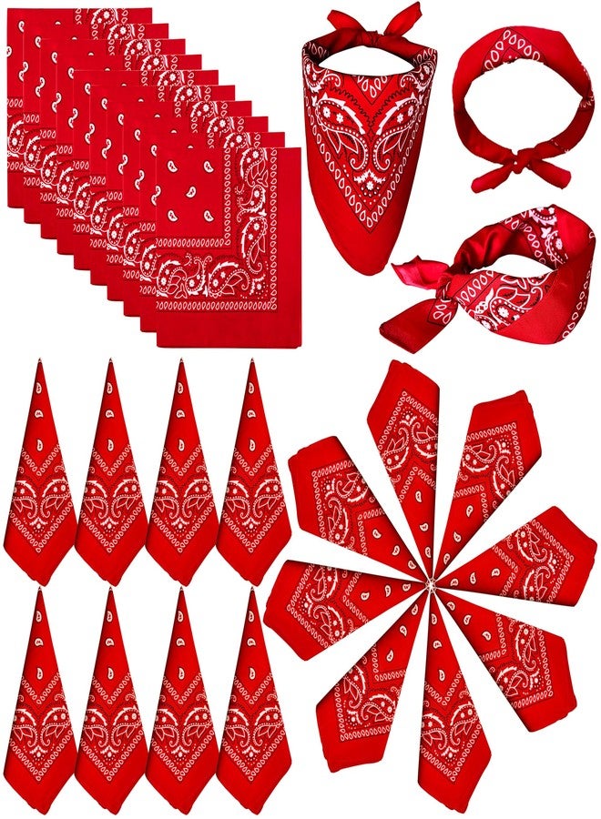 ILHSTY 32 Pcs Women Men Paisley Bandanas Bulk Unisex Cowboy Bandanas Head Scarf Necktie Face Cover Party Supplies (32, Red) - Image 1
